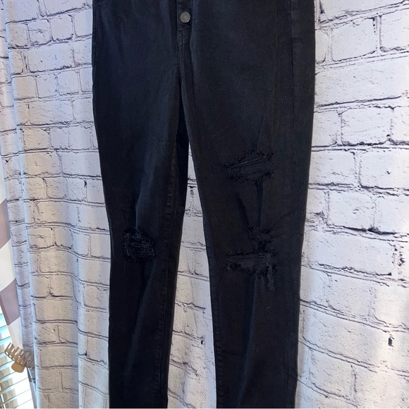 American Eagle High Rise Jeggings Button Fly Distressed Jeans Size 12 - Picture 5 of 9